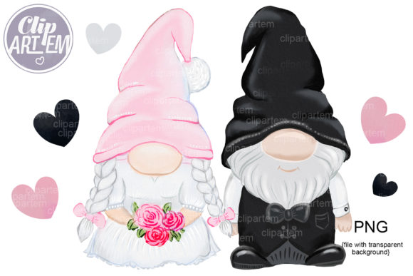 Adorable Gnome Bride and Groom PNGs for Wedding Magic