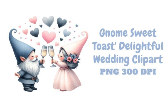 Celebrate Love: The Charm of 'Gnome Sweet Toast' Wedding Clipart