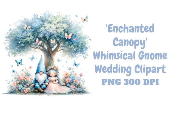 Enchanted Canopy: Whimsical Gnome Wedding Clipart for Dreamers