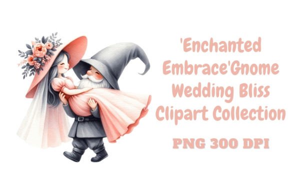 Enchanted Embrace: Whimsical Gnome Wedding Clipart for Designs