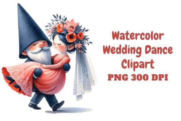 Enchanted Vows Gnome: A Watercolor Wedding Dance Clipart
