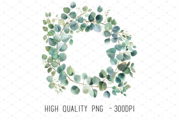 Eucalyptus Wedding Watercolor Wreath PNG: A Designer's Botanical Gem