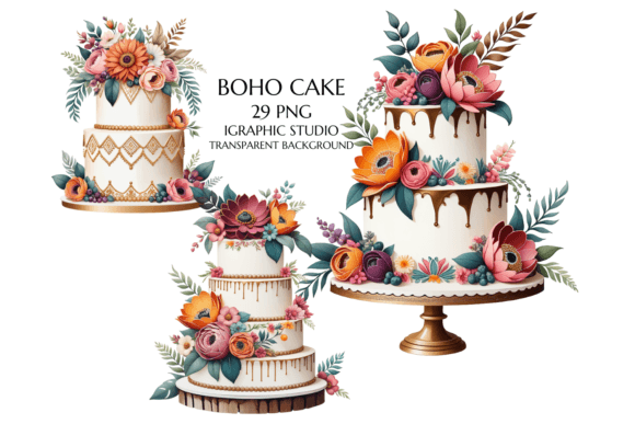 Infuse Rustic Romance into Your Designs with Boho Wedding Cake Clipart