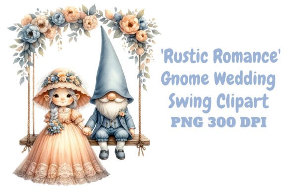 Rustic Romance: Gnome Wedding Swing Clipart for Enchanting Designs