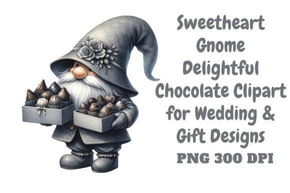 Sweetheart Gnome Clipart: Chocolate Gifts for Designs
