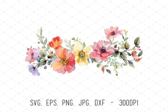 Watercolor Floral Wedding Border Clipart for Your Designs