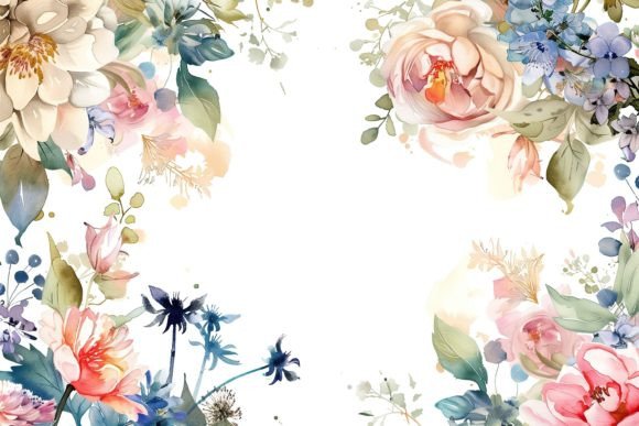 Watercolor Wedding Frame: A Floral Border for Every Project