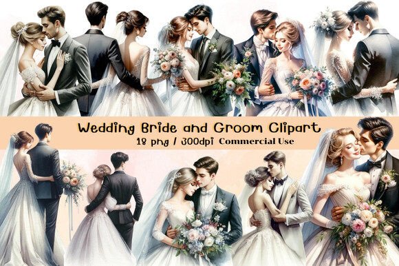 Wedding Bride and Groom Clipart: Your Design Toolkit for Elegant Invitations