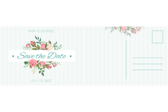 Wedding Postcard. Summer Bouquet Botanic: A Floral Design Asset